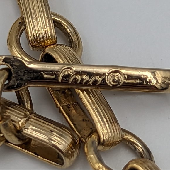 Coro Necklace Vintage Gold Tone Brown Cabochons Faux Pearl Hook Clasp Signed - Picture 8 of 10